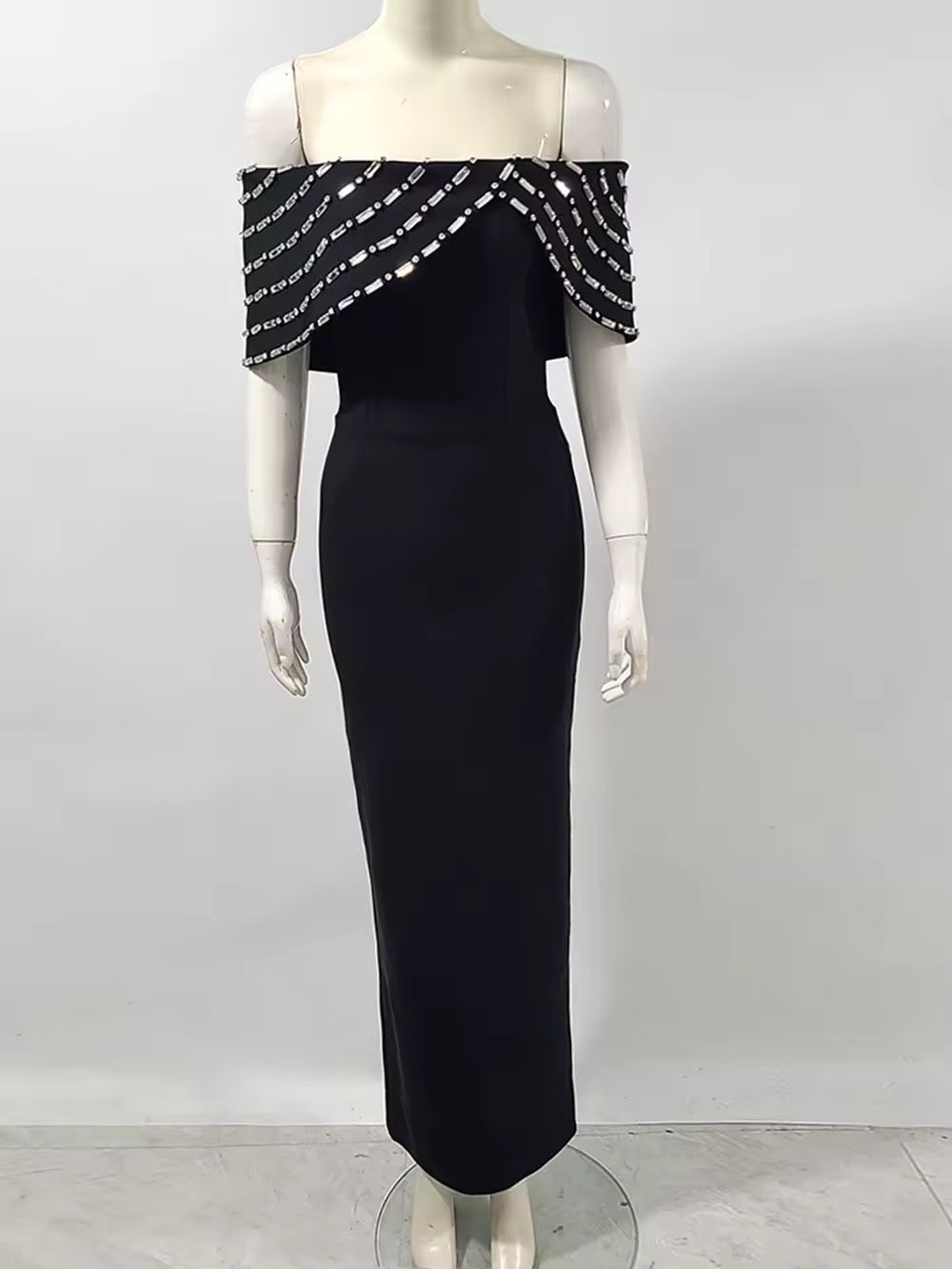 diamond Sexy Off The Shoulder Ankle Lenght Bandage Dress