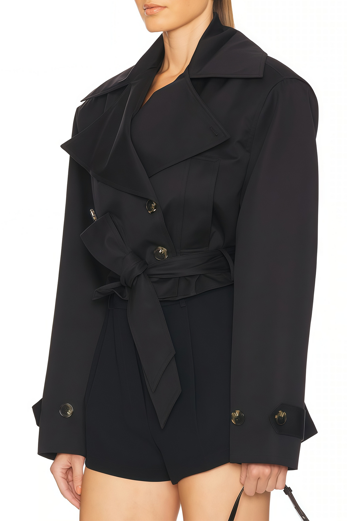 Double-Breasted Short Trench Coat