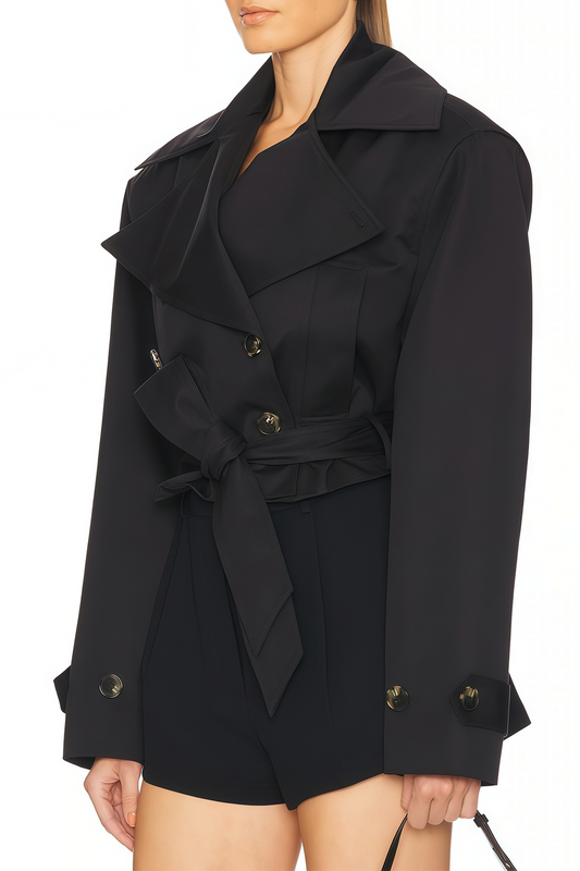 Double-Breasted Short Trench Coat