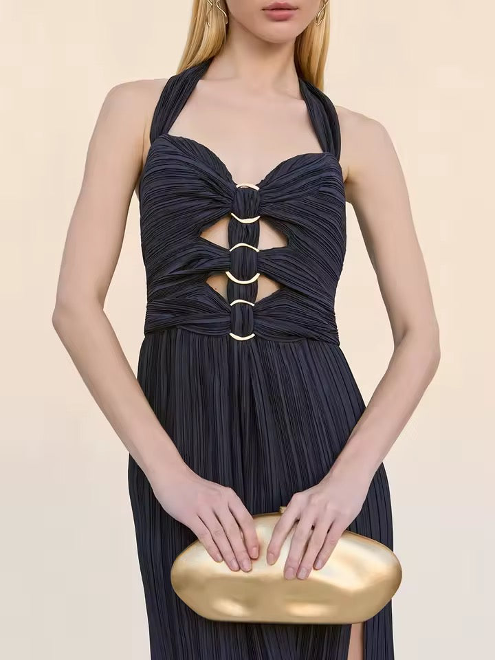 Halter Neck Hollow-out Long Dress