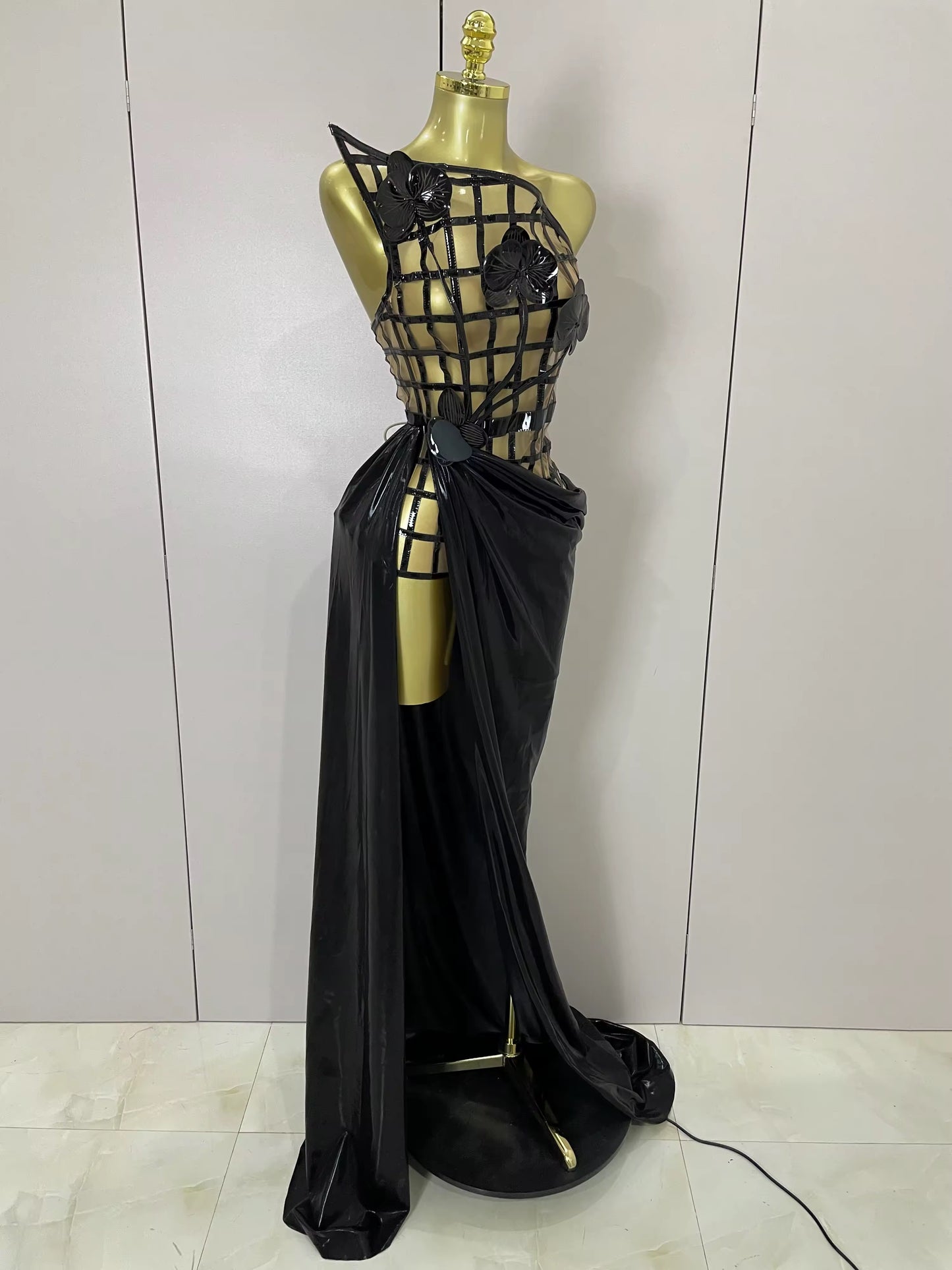 Mesh See Through Top Skirt Gloves Set