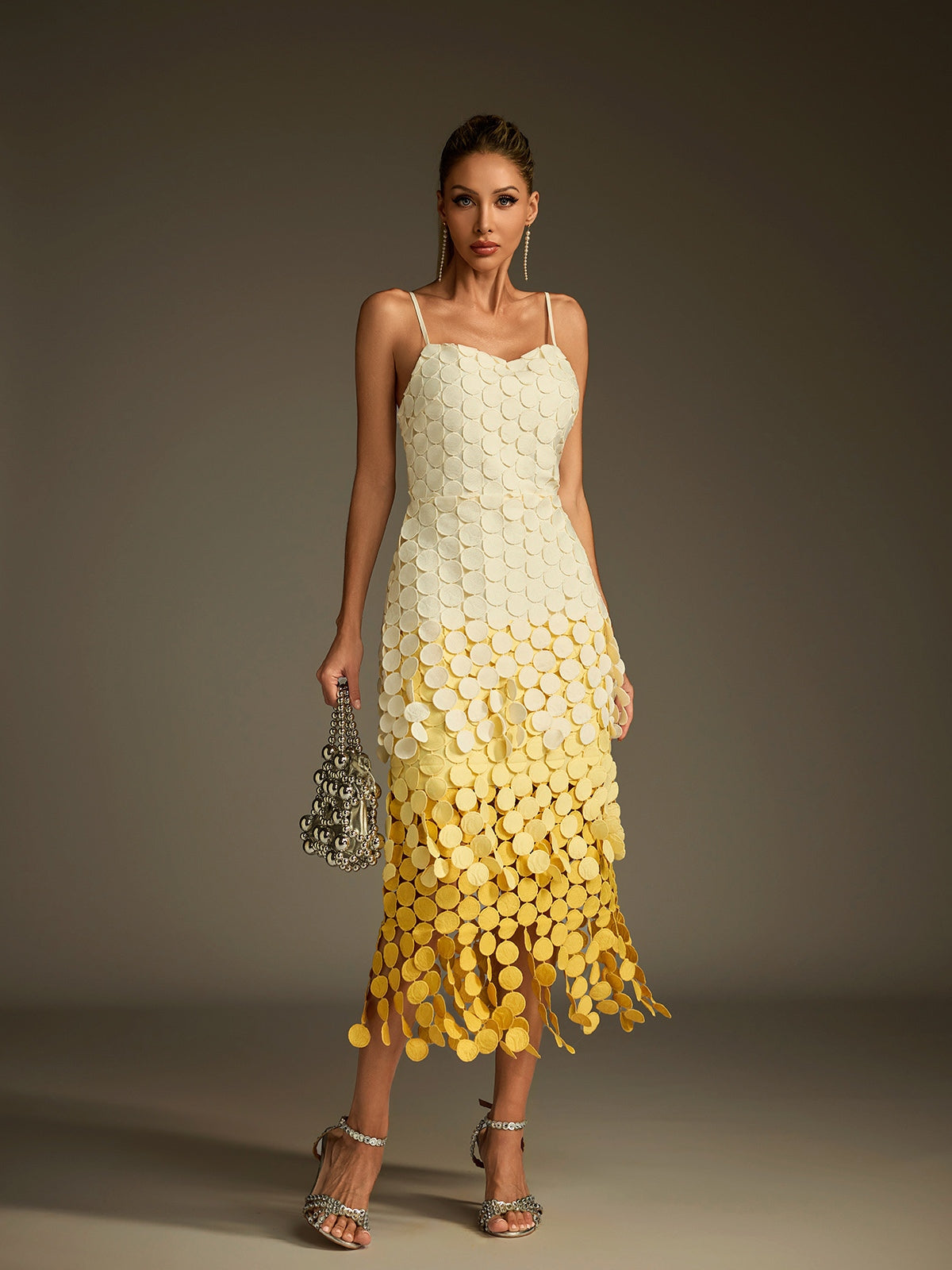 Ombre Spaghetti Cutout Midi Dress