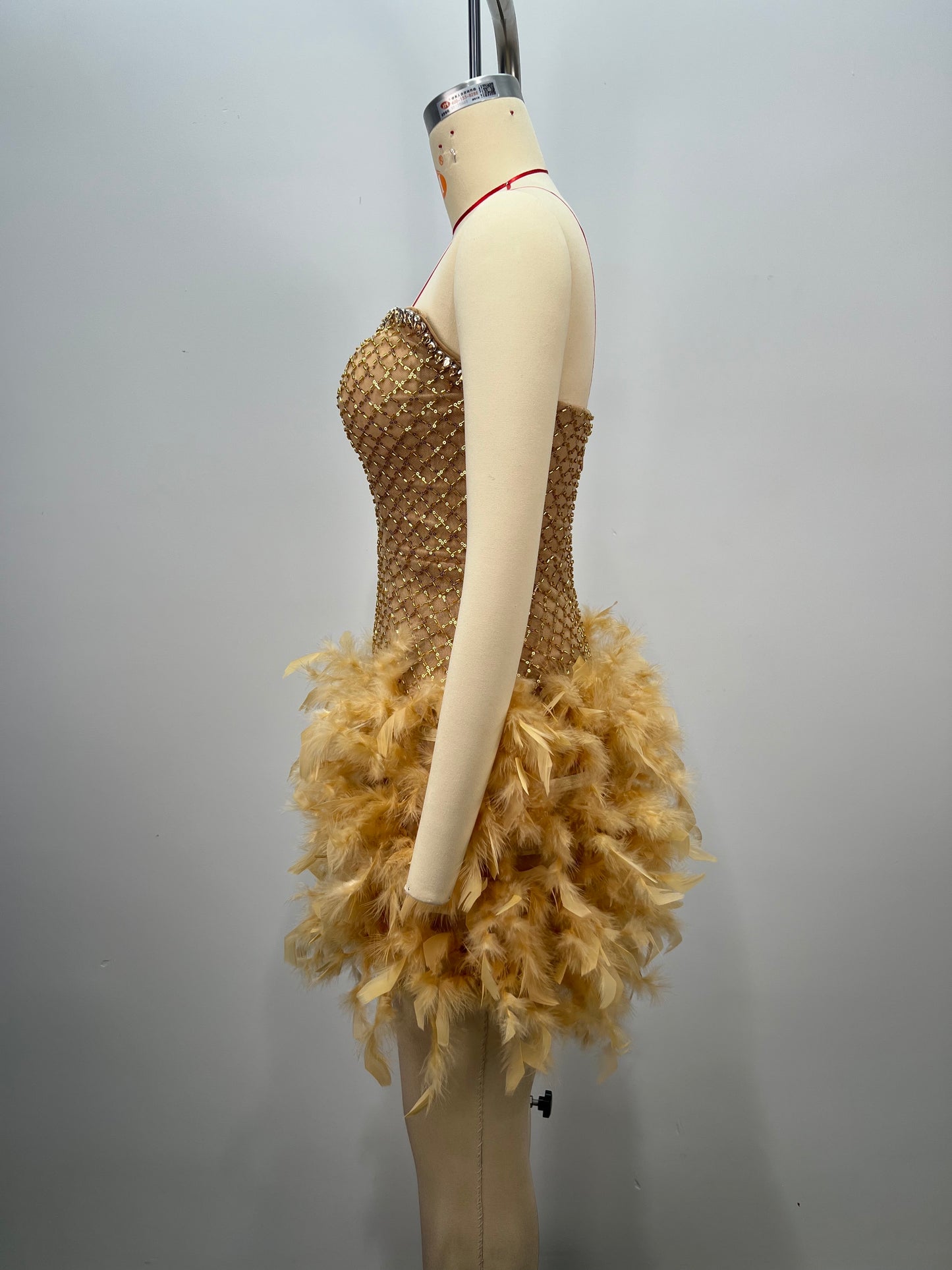 Feathers Short Prom Dress Beads dress