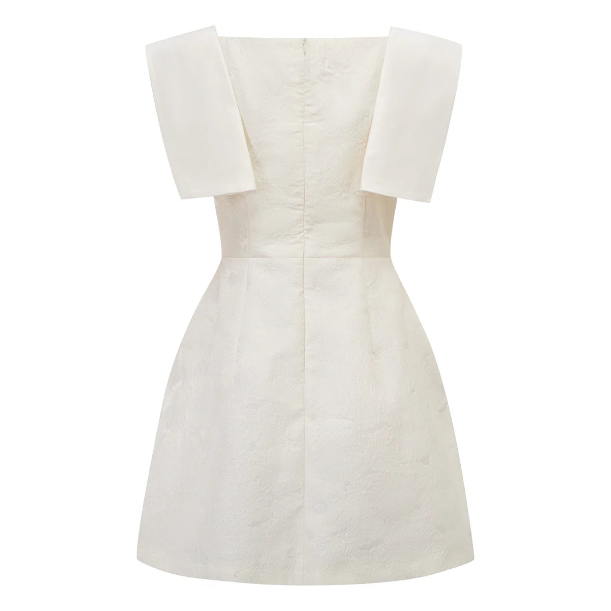 White Floral Appliqué Crochet Mini Dress