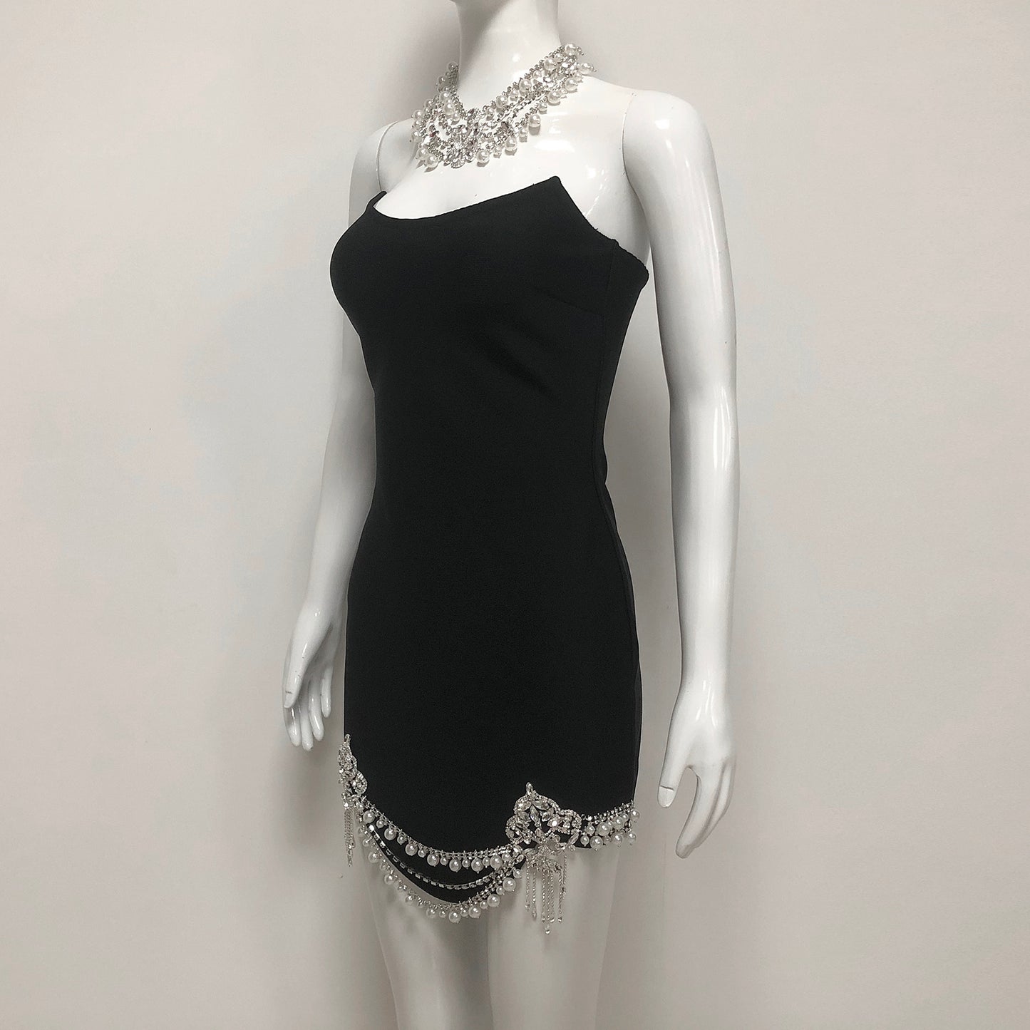 Rhinestone Tassel Bodycon Sleeveless Dress