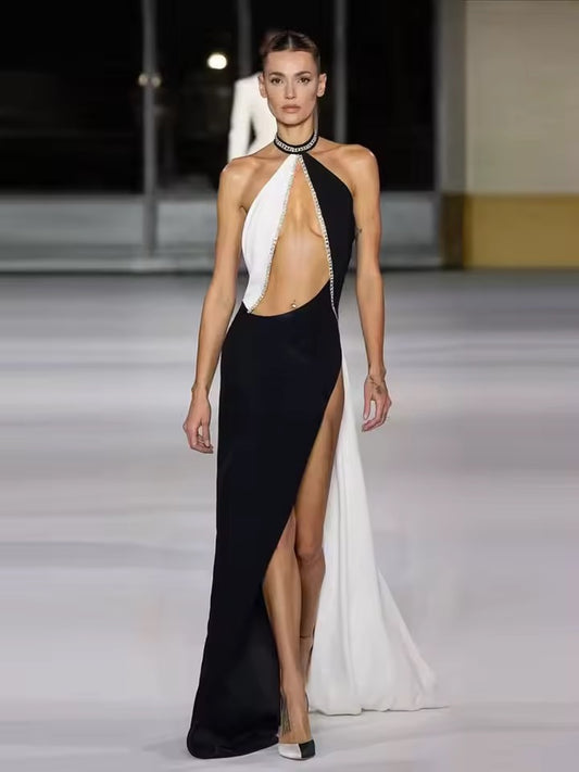 Diamond Patchwork Long Party Dress