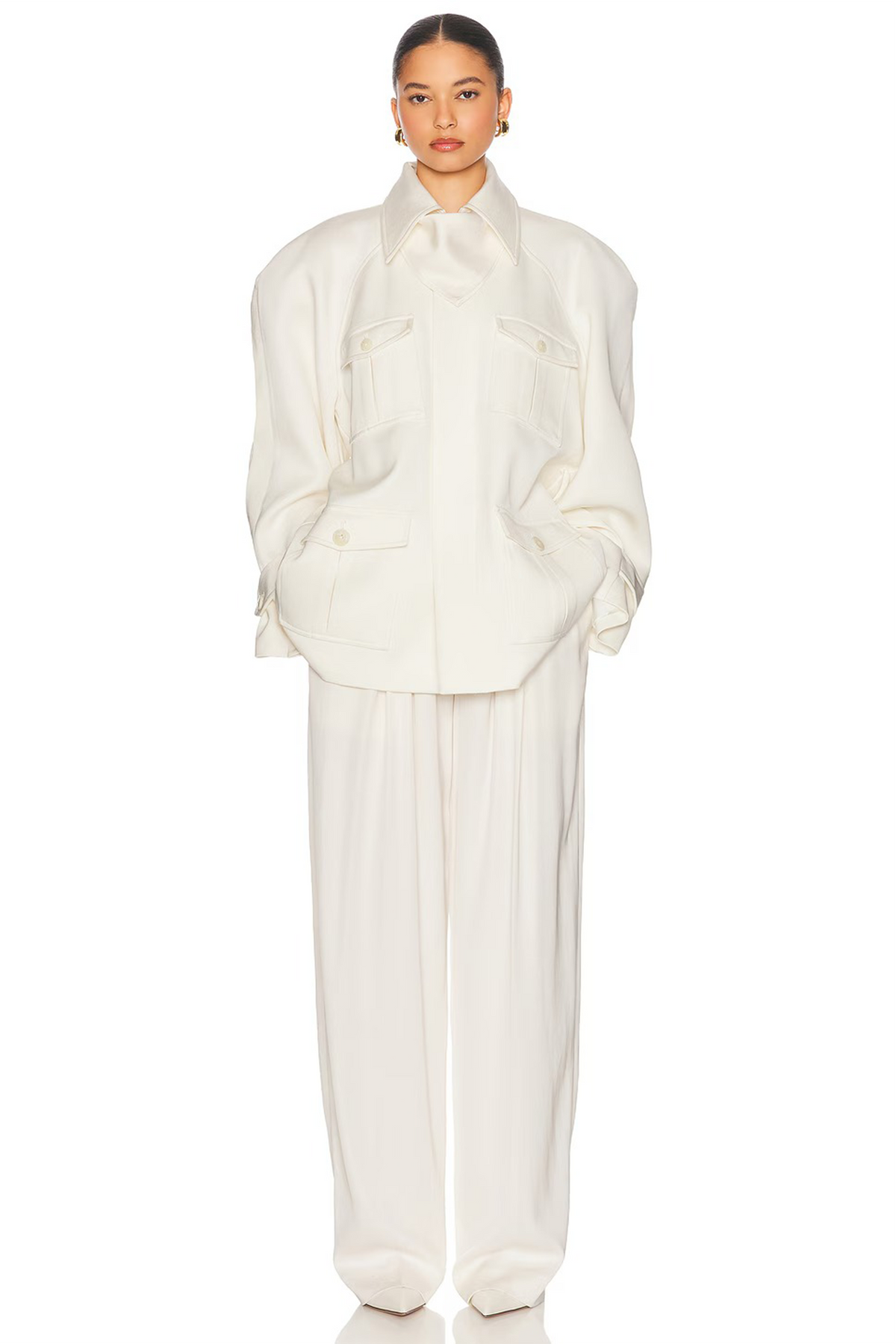 Cream White Belted Trench Coat