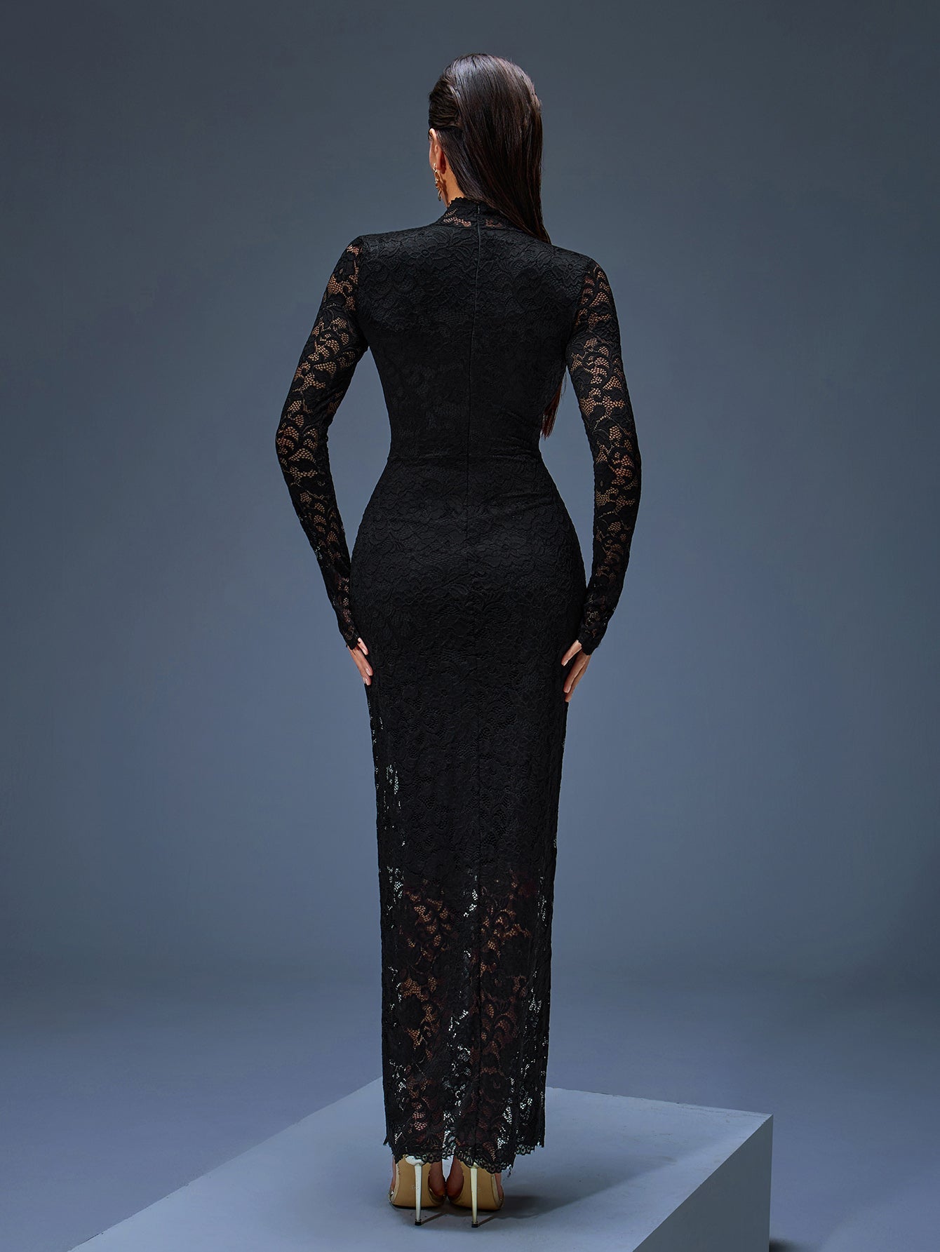 Elegant Lace High Neck Maxi Dress