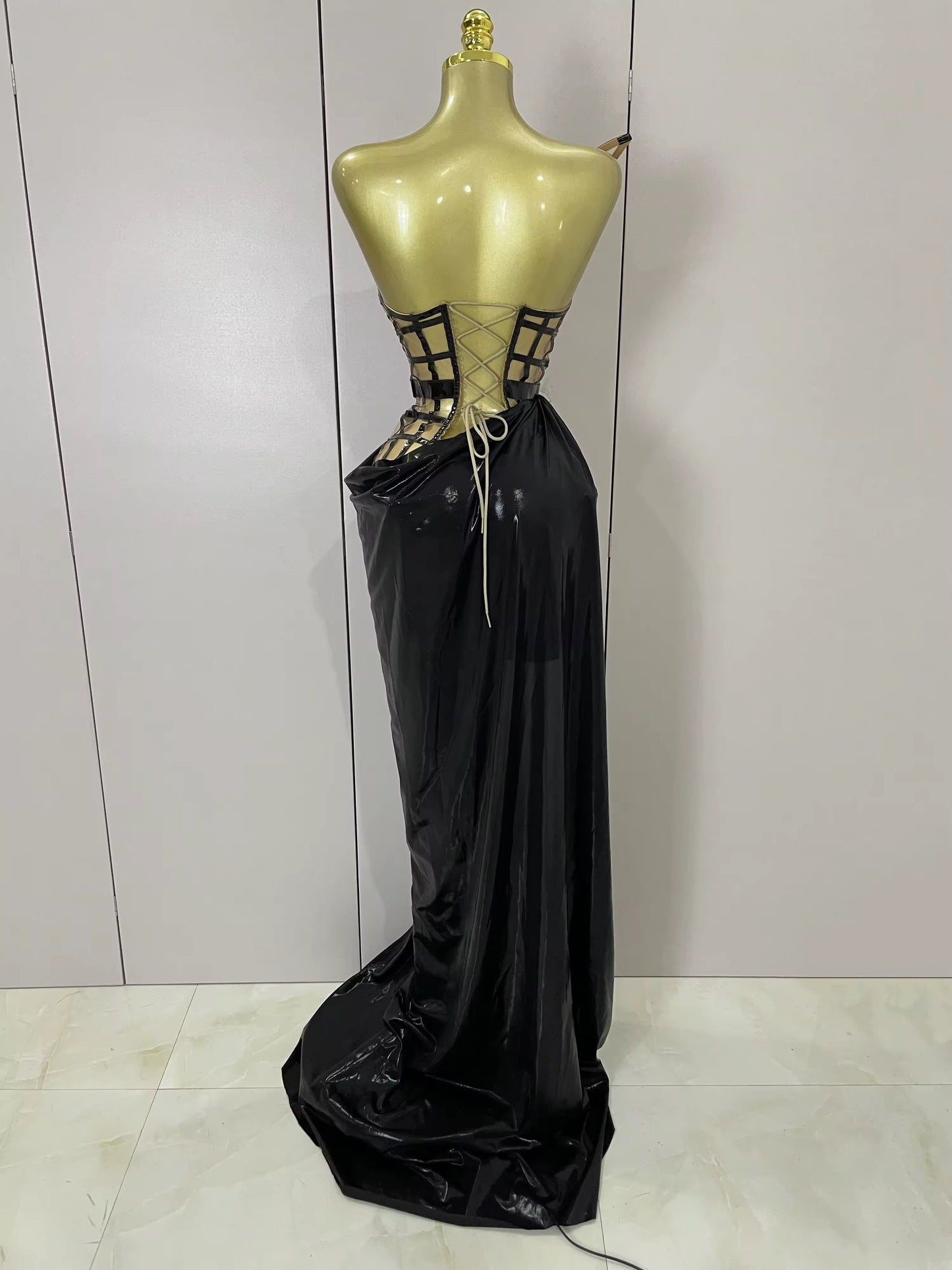 Mesh See Through Top Skirt Gloves Set