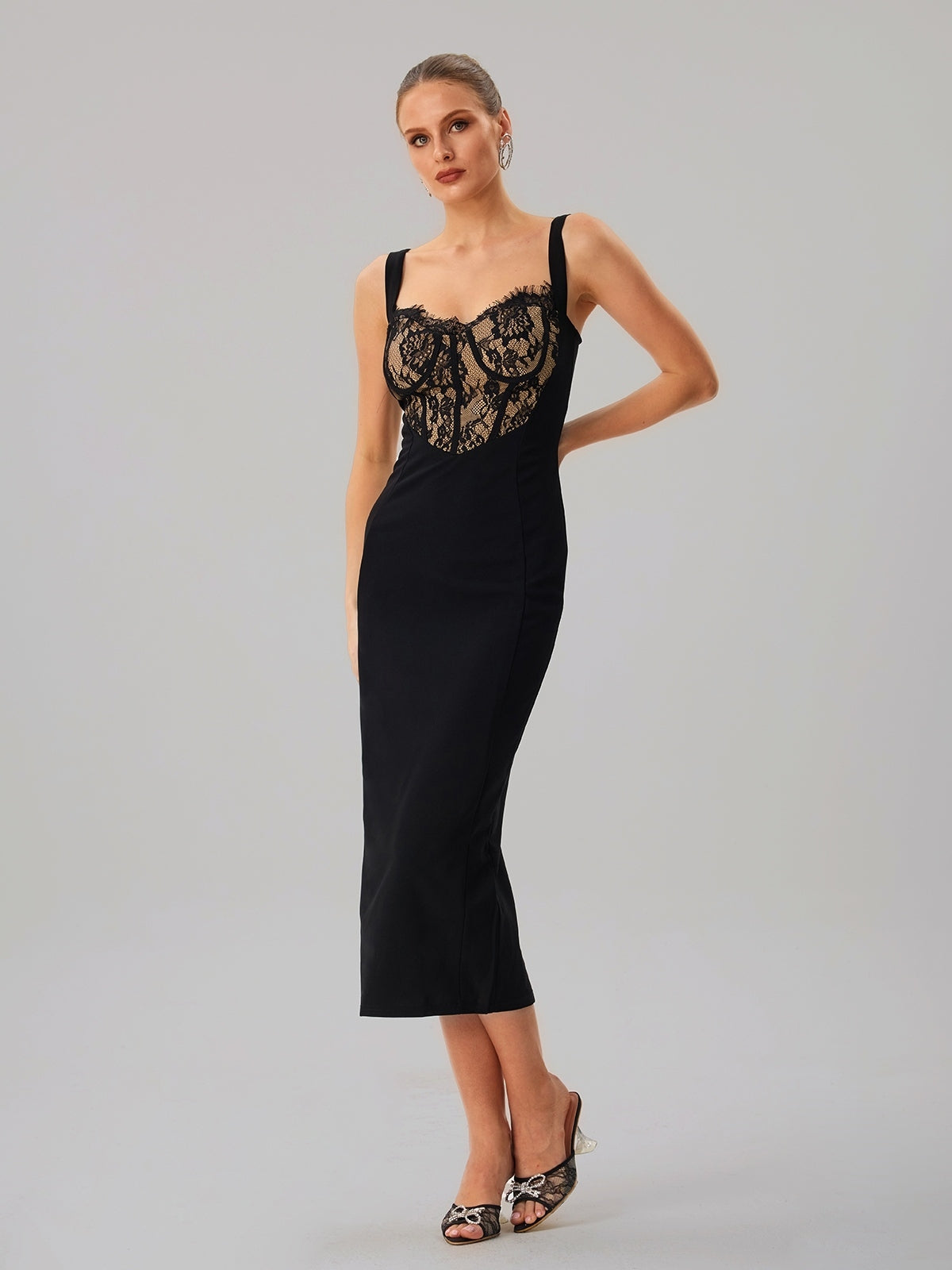 Sleeveless Lace Midi Dress