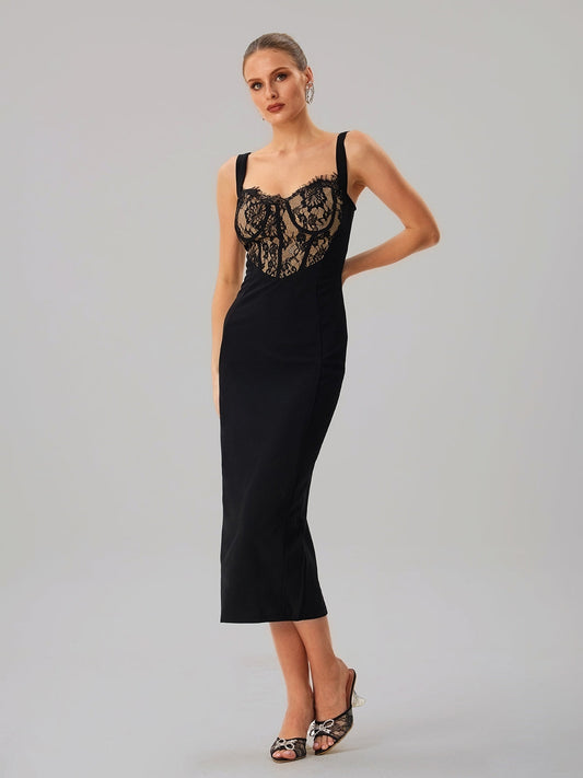 Sleeveless Lace Midi Dress