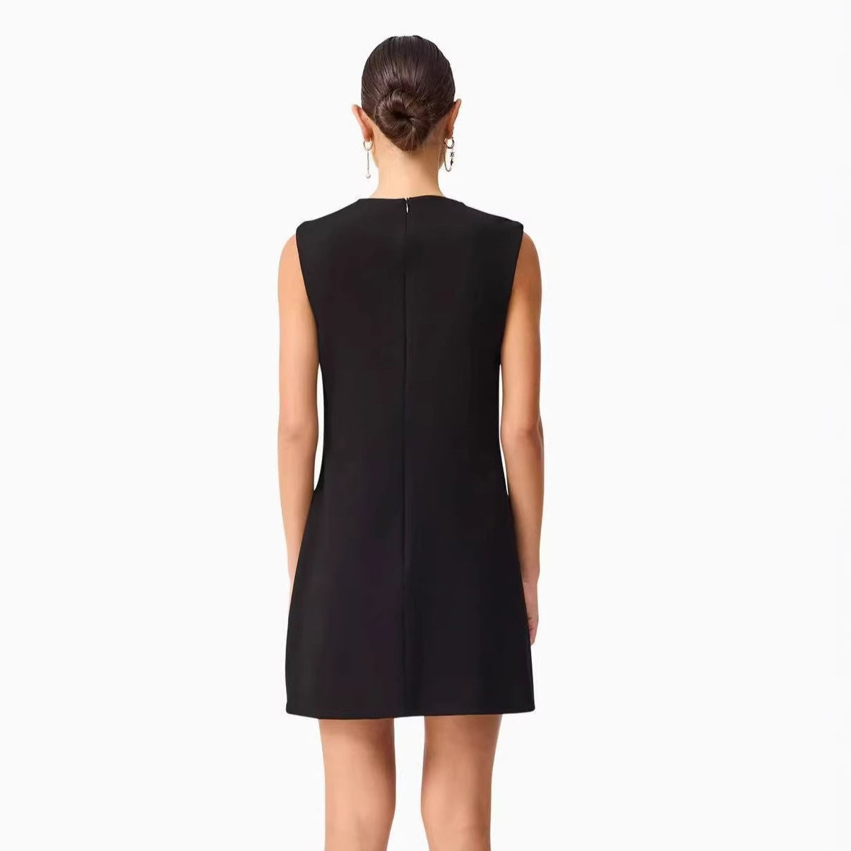 Black Color Blocked 3D Petal Mini Dress