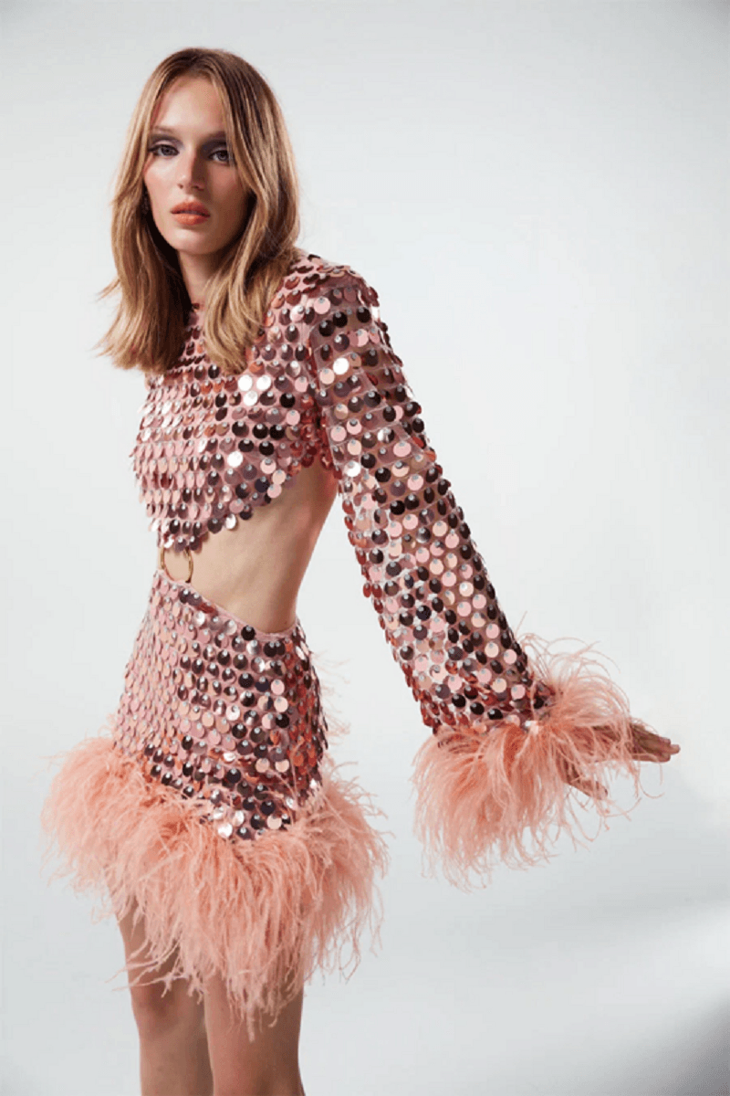 Kimola feather mini dress - REBECATHELABEL