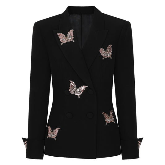Beading Sequined Butterfly Pattern blazer