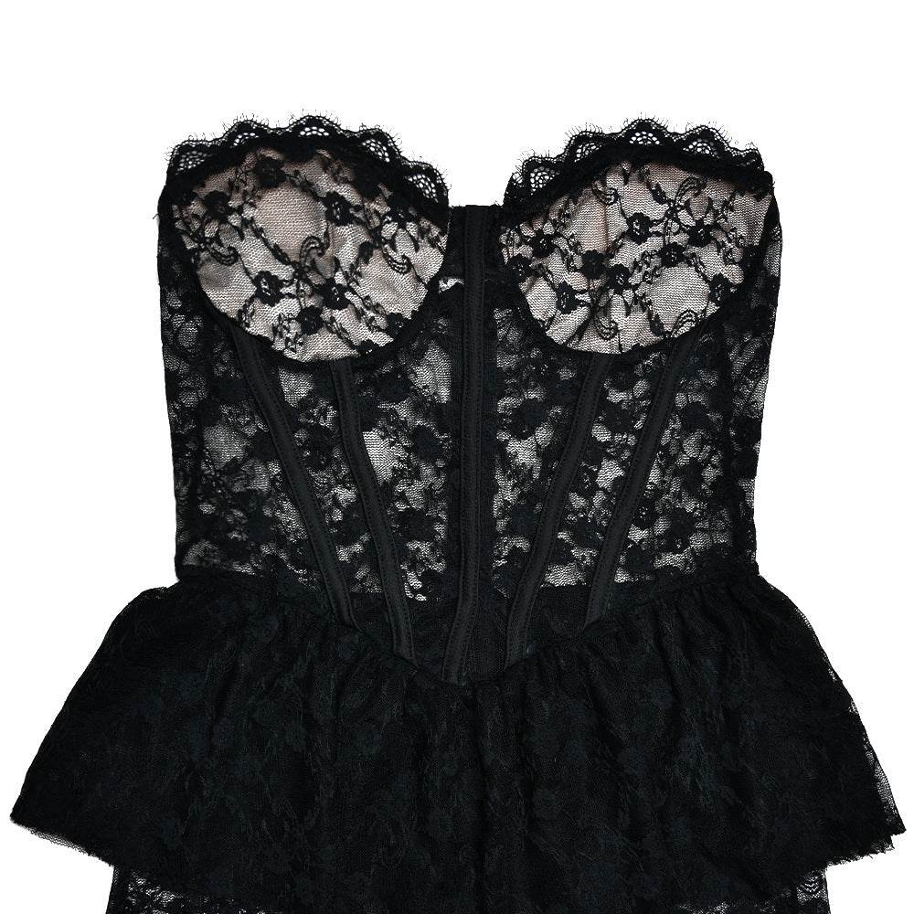 Lace See through Tube Top Fishtail Dress - REBECATHELABEL