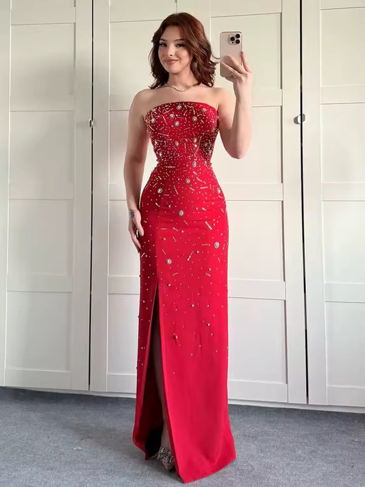 Strapless Diamond Bodycon Bandage Long Dress