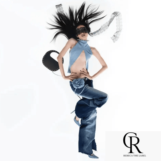 Edge Low Waist Card Crotch Tied Leg Trimmer Flared Pants - REBECATHELABEL