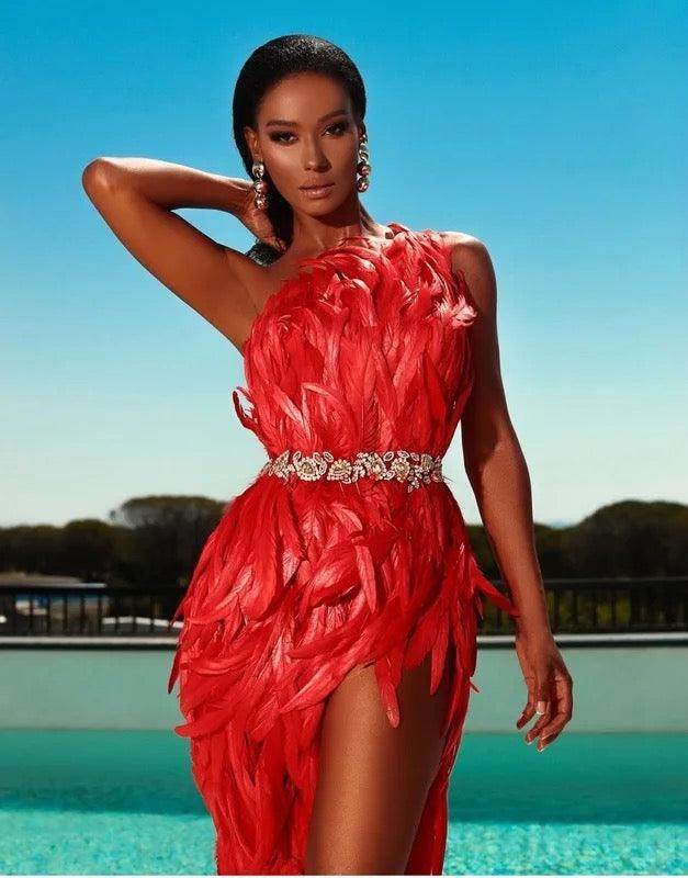 Effortless Feather dress - REBECATHELABEL