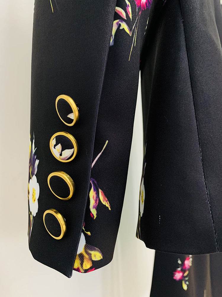 Elegant Printed Suit Flared Pants Suit Two Piece Suit - REBECATHELABEL