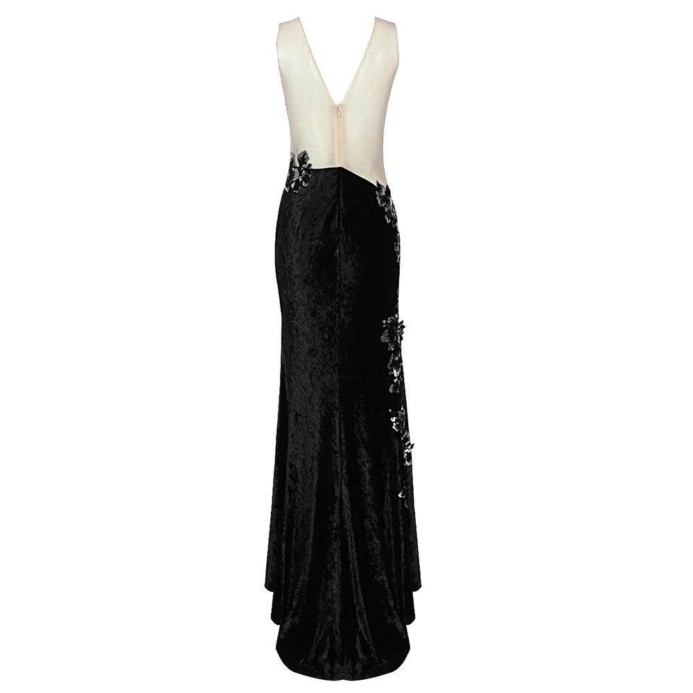 Embellished floor length Mermaid Hem Dress - REBECATHELABEL