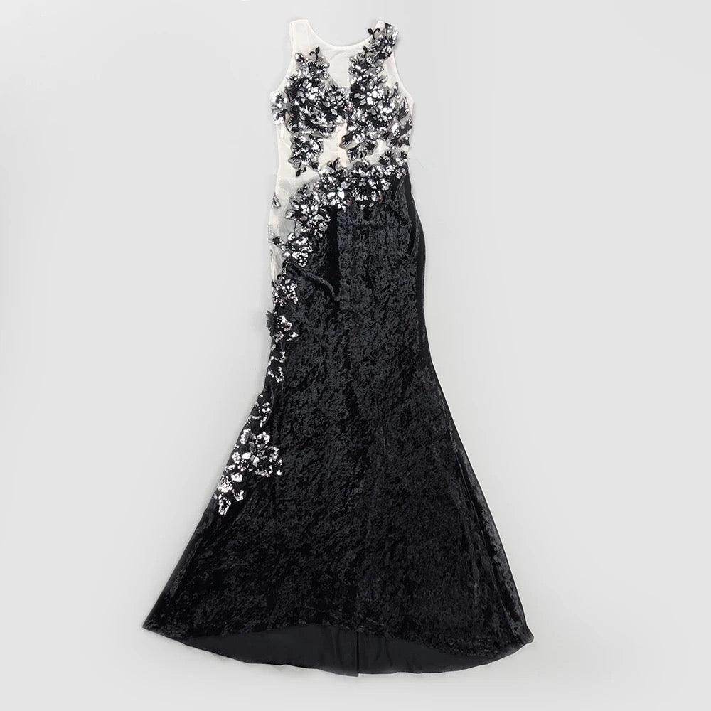 Embellished floor length Mermaid Hem Dress - REBECATHELABEL