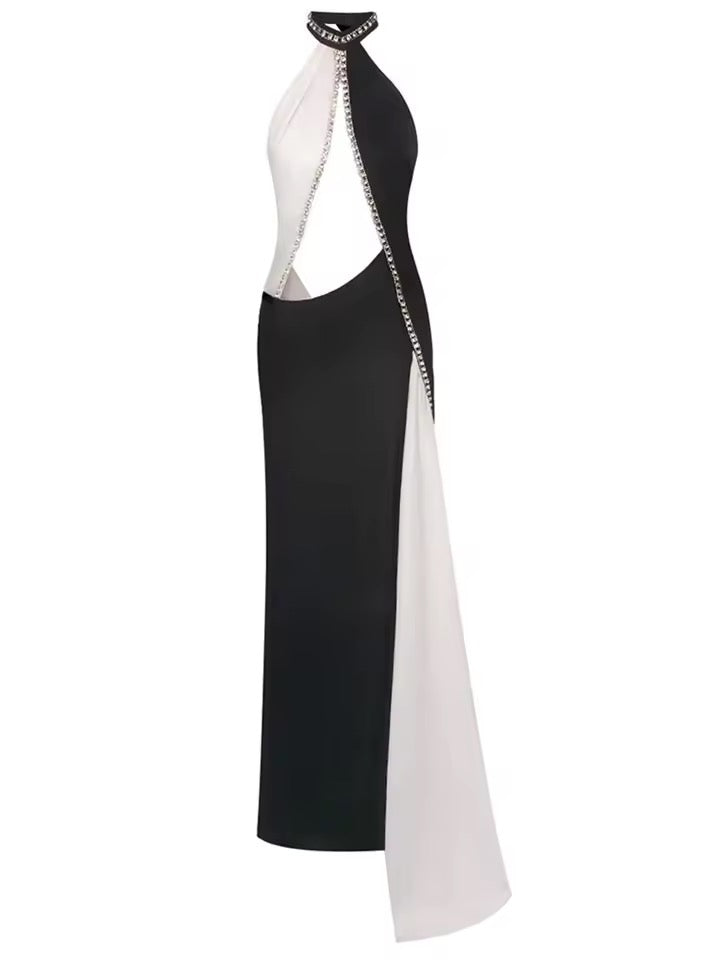 Diamond Patchwork Long Party Dress