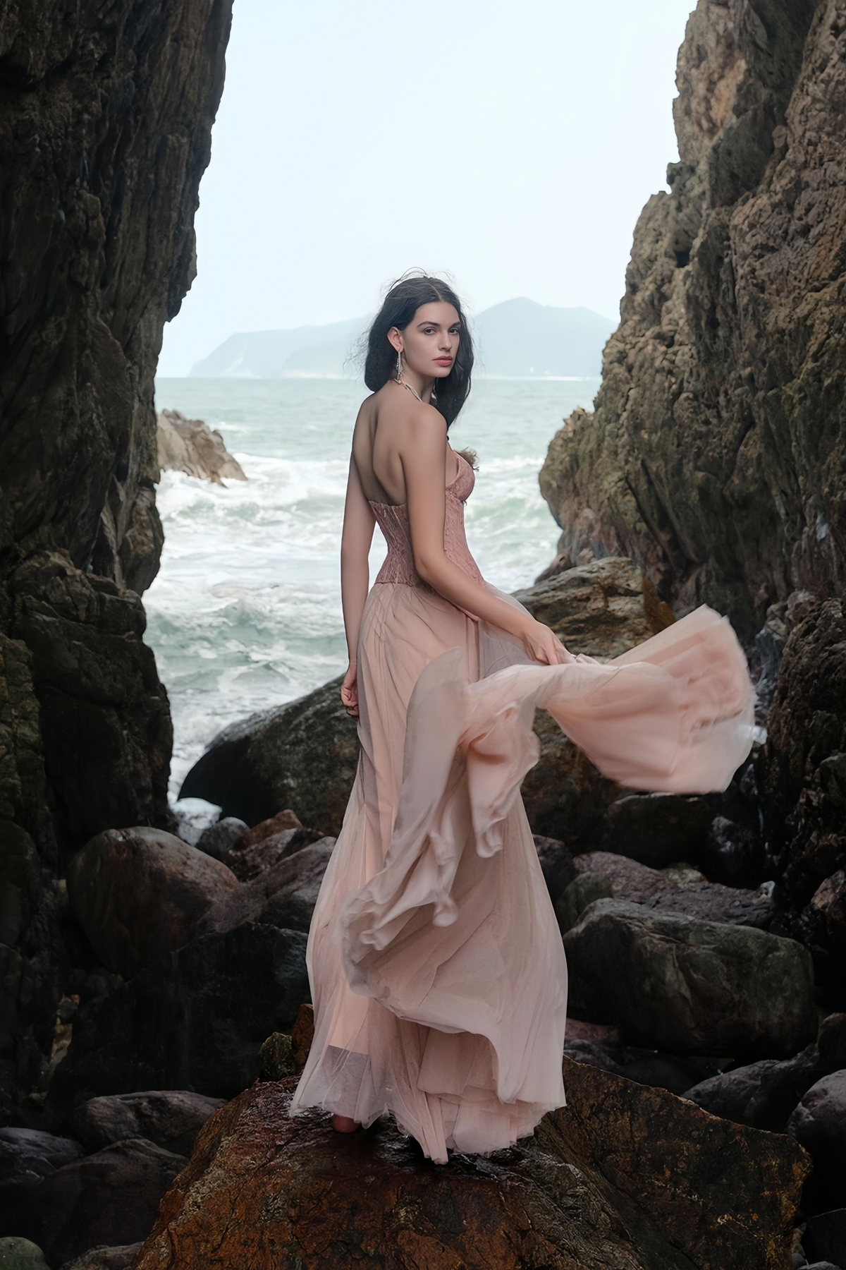 Pink Lace Corset Tulle Maxi Dress