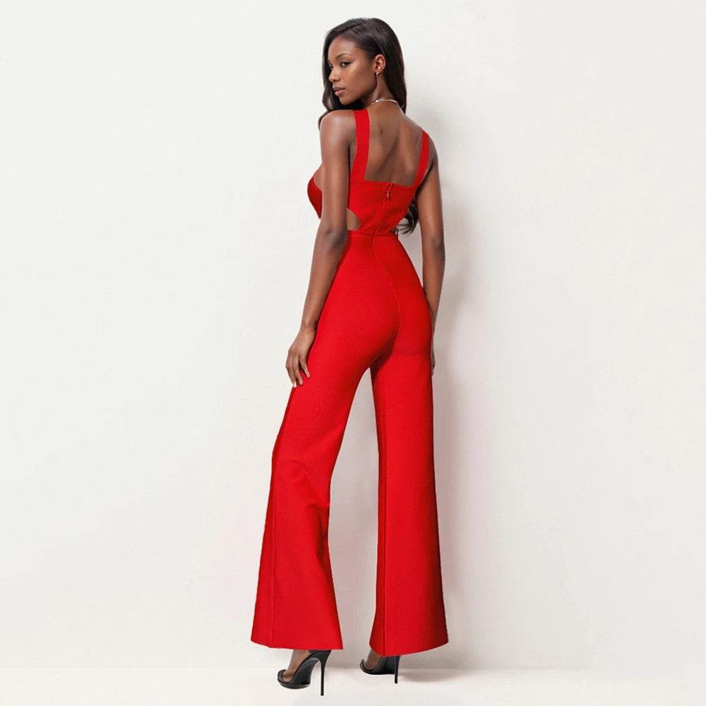 Bodycon Elegant Hollow Back Strap jumpsuit - REBECATHELABEL