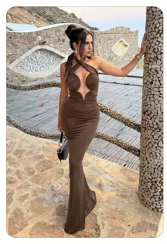 Halter Neck Cut-Out Maxi Dress