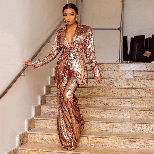 Nana Sequin Set Suit - REBECATHELABEL