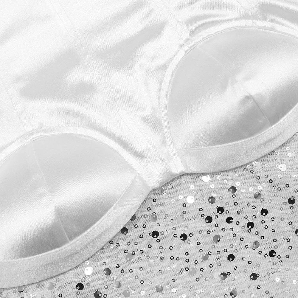 Satin Fabric Patchwork Tulle Swing Dress - REBECATHELABEL