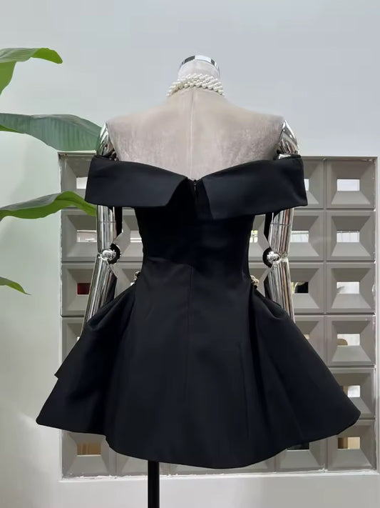 Off The Shoulder Waist-Cinching Mini Dress