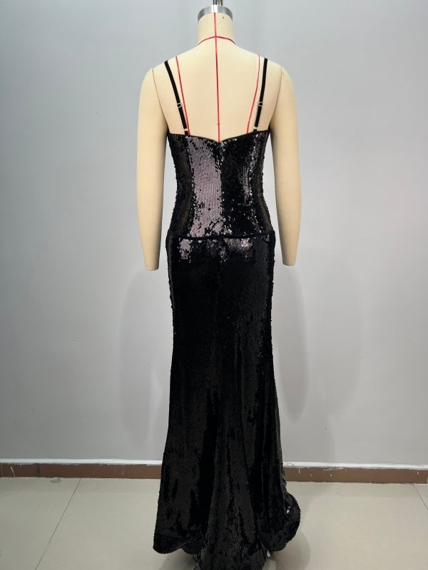 Spaghetti Strap Diamond Bowknot Cut Out dress