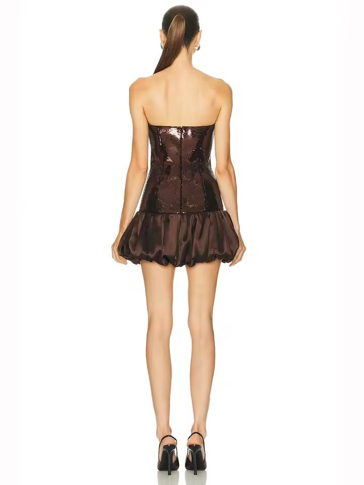 Strapless Sequin Sexy Cocktail Short Dress