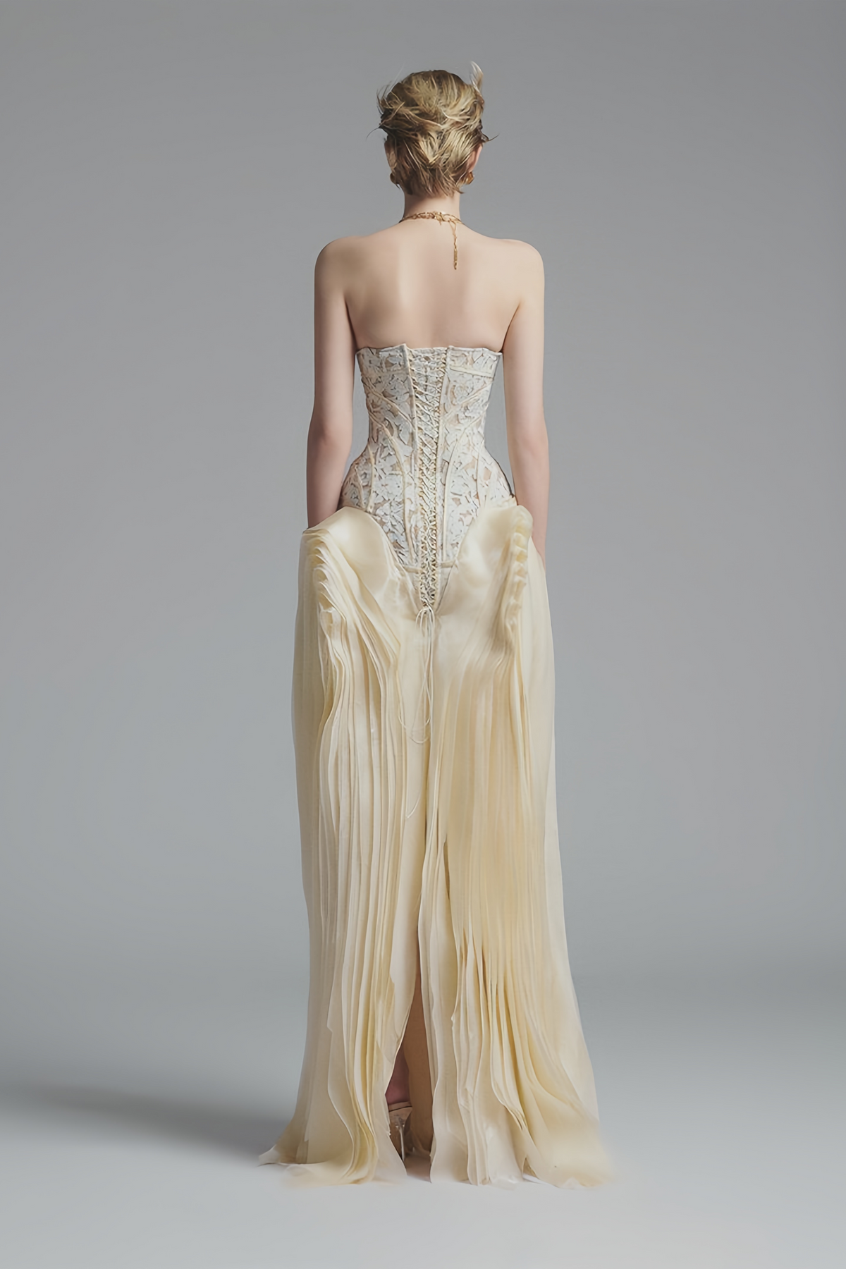 Neutrals Lace Layered Corset Maxi Dress