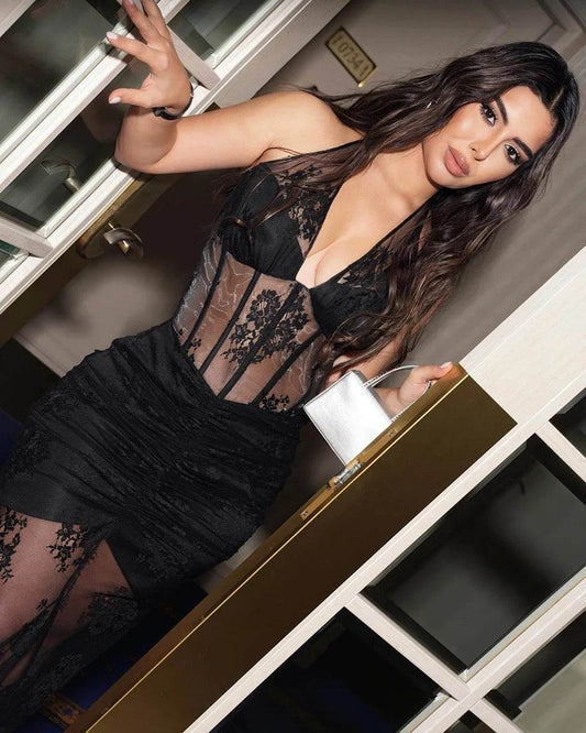 neck Lace Mermaid Maxi Dress - REBECATHELABEL