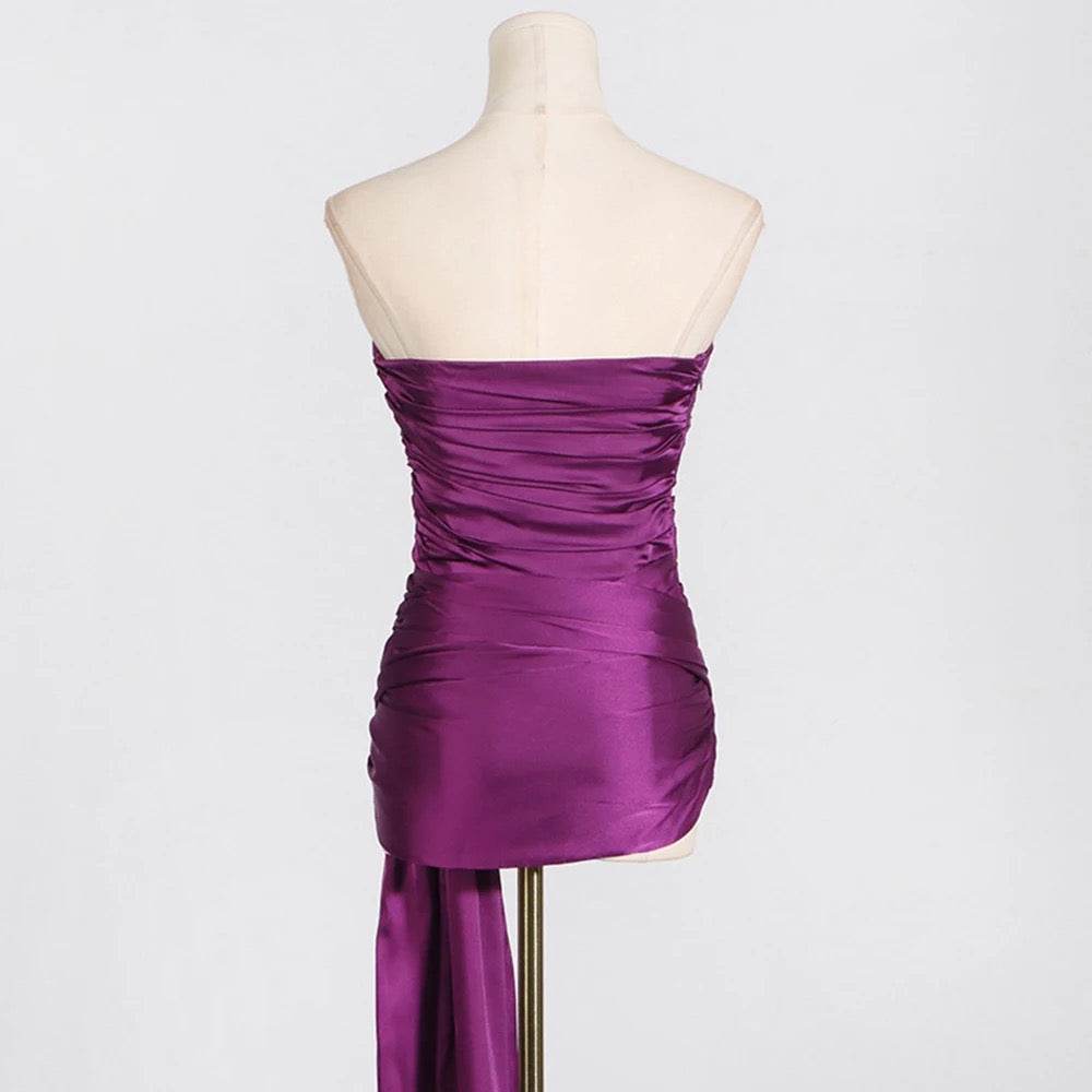 Strapless Bow Drop Pleated Tank Top - REBECATHELABEL