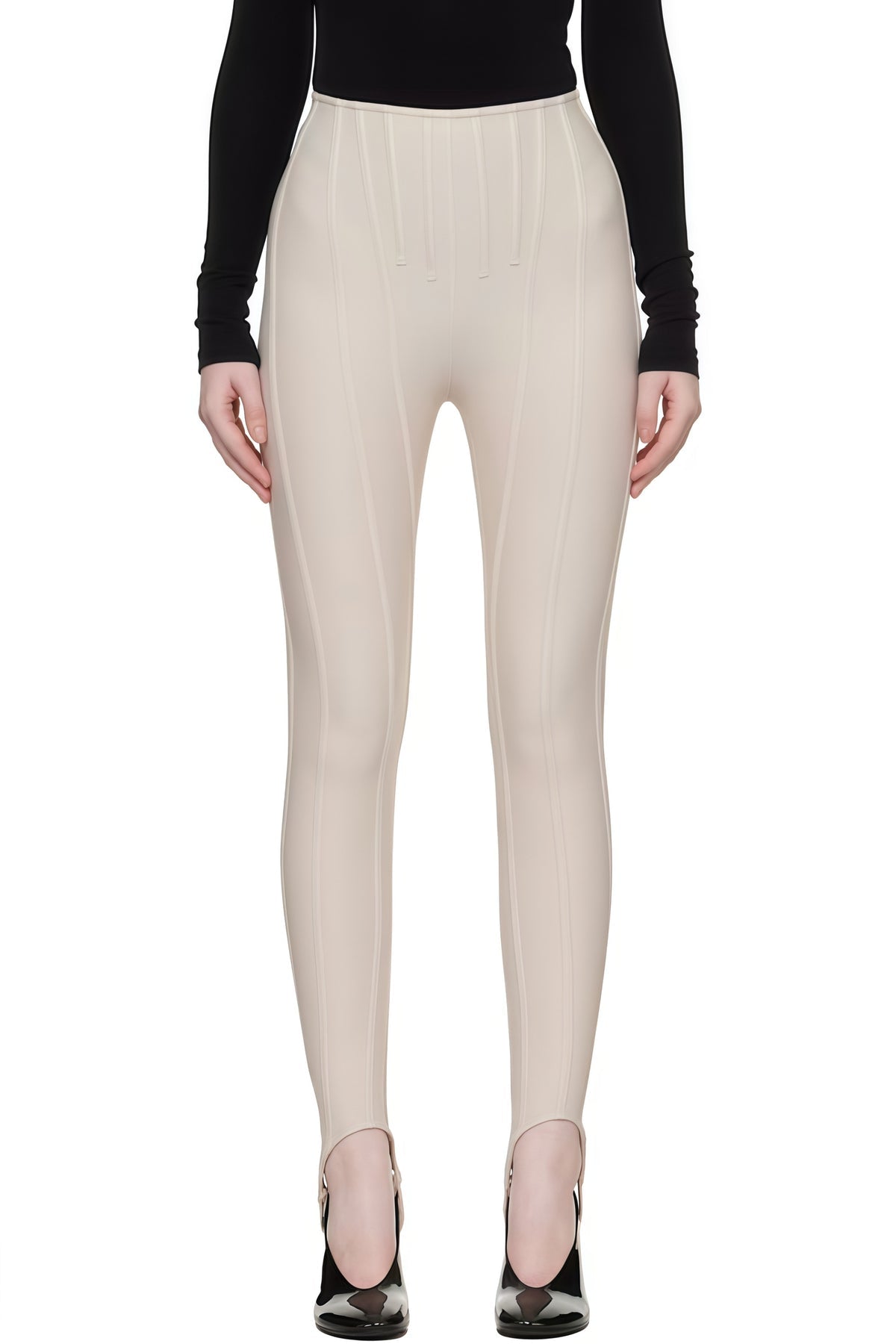 Neutral Decorative Stitching Leggings