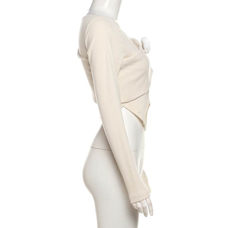 Off Shoulder Halter Sexy Long Sleeved Shirt Stitching Skirt set - REBECATHELABEL