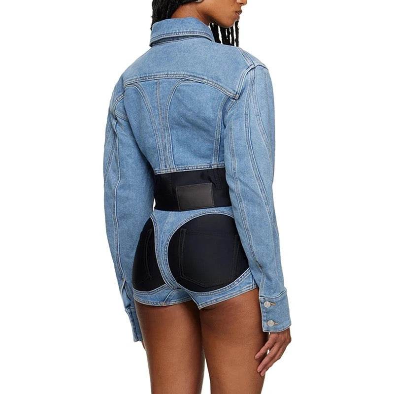 Lacy demin short set - REBECATHELABEL