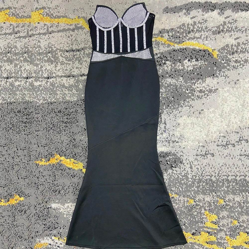 Strapless Sparkling Diamond Mermaid Long dress - REBECATHELABEL