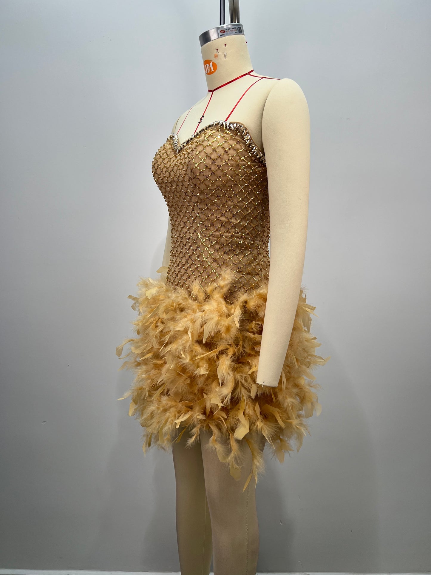 Feathers Short Prom Dress Beads dress