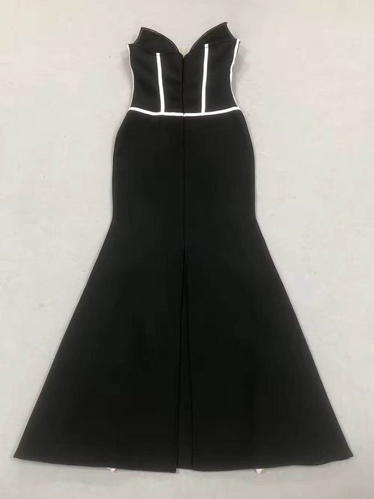 Strapless Peach Blossom 3D Flowers Long Mermaid Dress - REBECATHELABEL