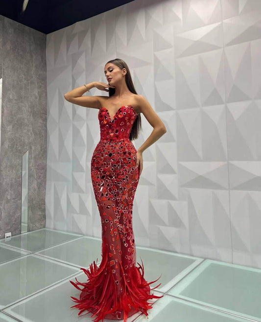 Farimah maxi feather dress - REBECATHELABEL