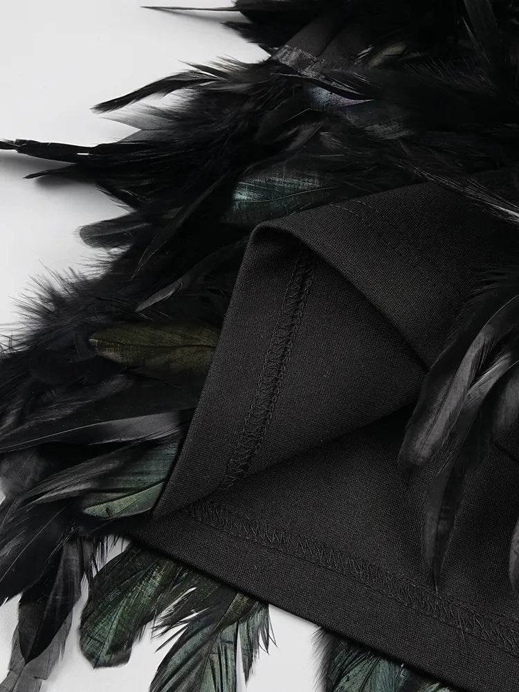 Feather Design Strapless Mini Dress - REBECATHELABEL