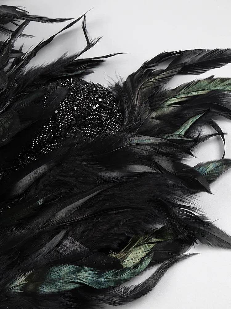 Feather Design Strapless Mini Dress - REBECATHELABEL