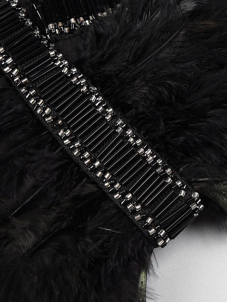 Feather Design Strapless Mini Dress - REBECATHELABEL