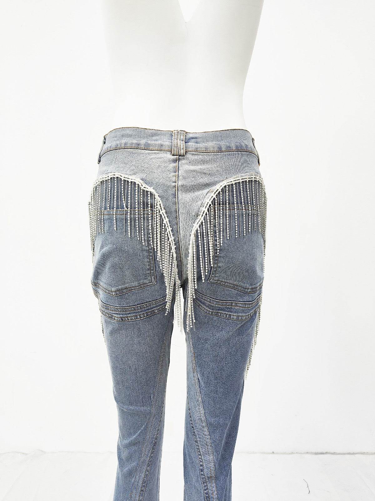 Fit Drill Chain Tassel High-Grade Exquisite Pant - REBECATHELABEL