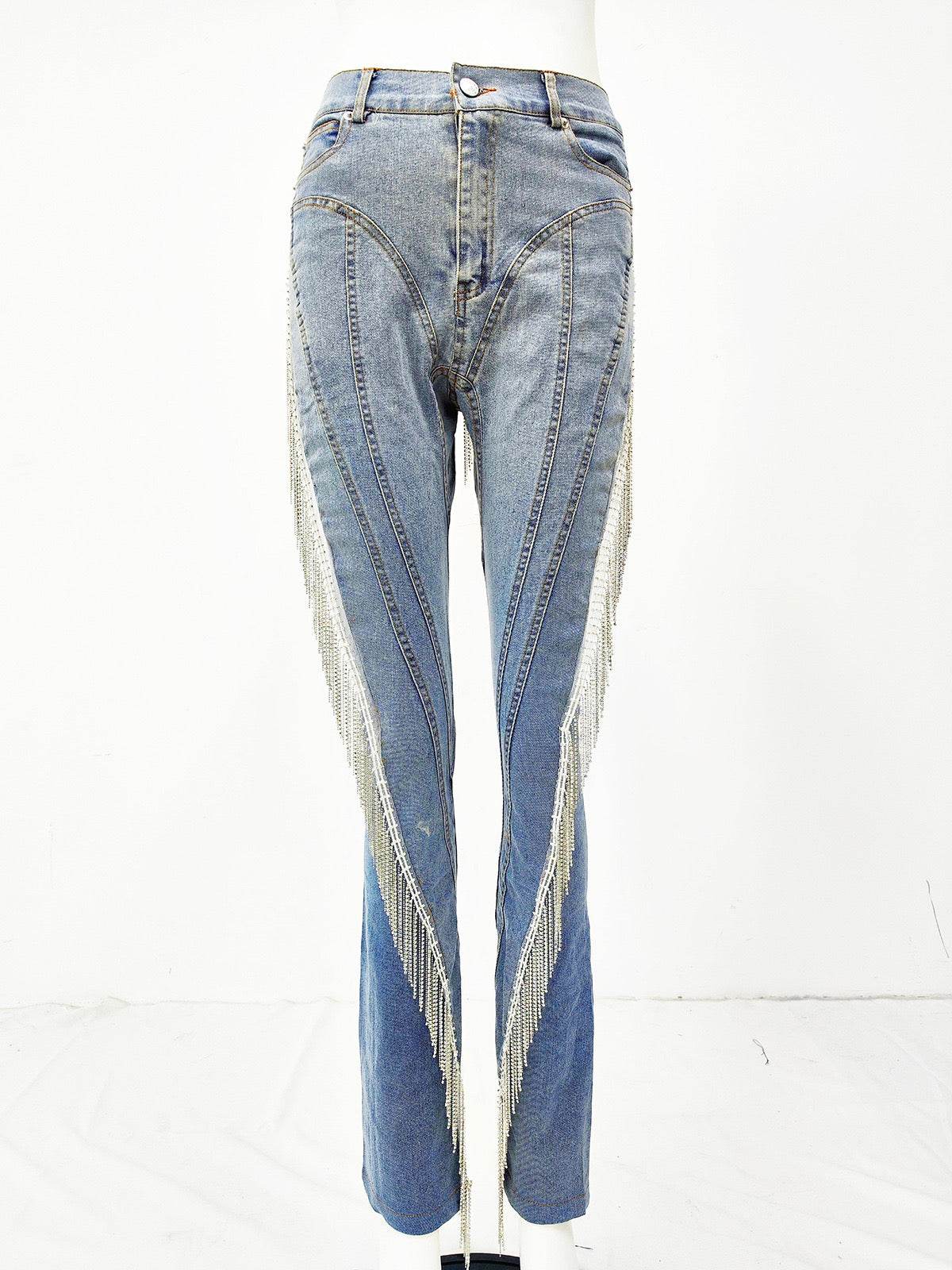 Fit Drill Chain Tassel High-Grade Exquisite Pant - REBECATHELABEL