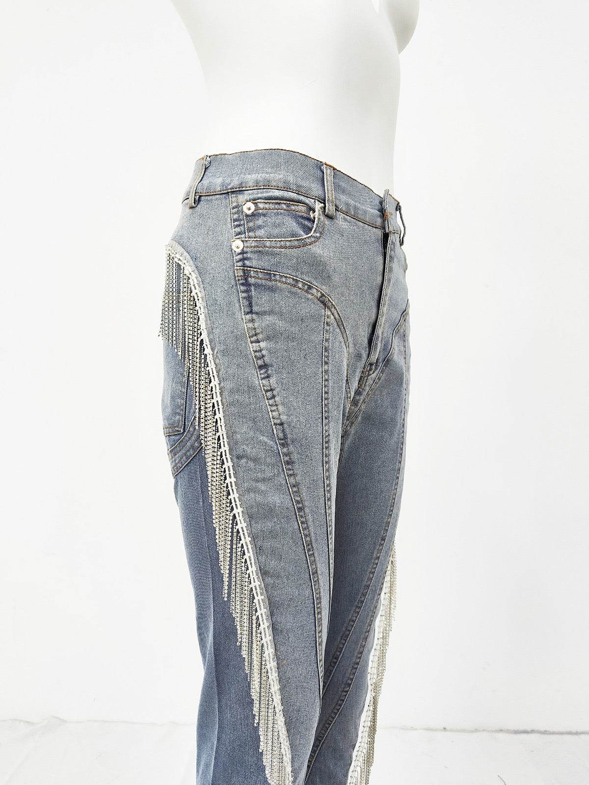 Fit Drill Chain Tassel High-Grade Exquisite Pant - REBECATHELABEL